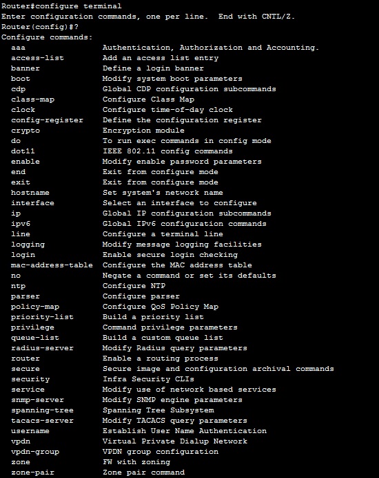global configuration mode commands global configuration mode commands