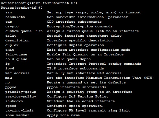 interface mode commands interface mode commands